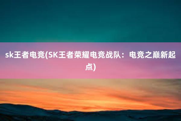 sk王者电竞(SK王者荣耀电竞战队：电竞之巅新起点)