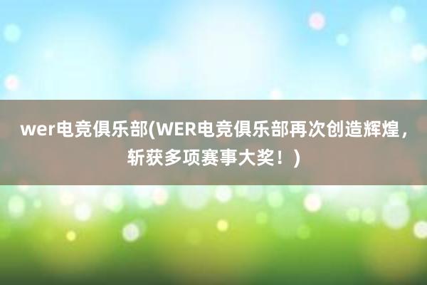 wer电竞俱乐部(WER电竞俱乐部再次创造辉煌，斩获多项赛事大奖！)