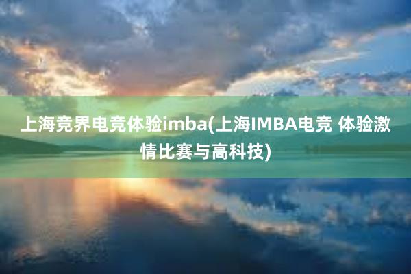 上海竞界电竞体验imba(上海IMBA电竞 体验激情比赛与高科技)