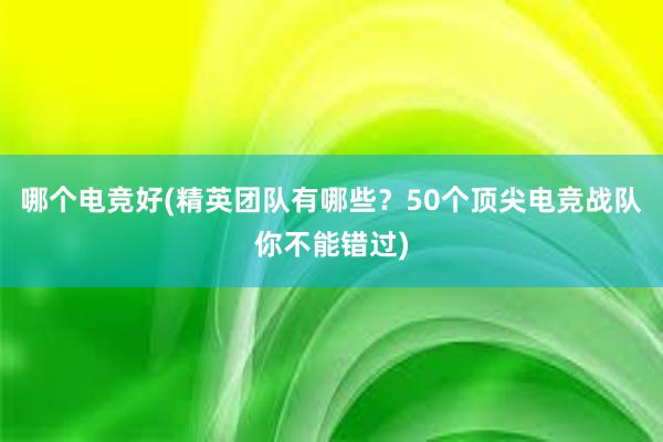 哪个电竞好(精英团队有哪些？50个顶尖电竞战队你不能错过)