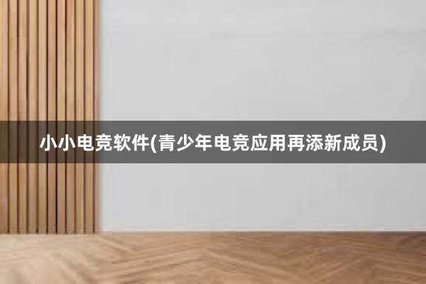 小小电竞软件(青少年电竞应用再添新成员)