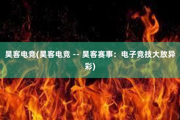 昊客电竞(昊客电竞 -- 昊客赛事：电子竞技大放异彩)