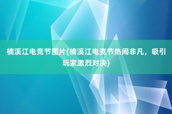 楠溪江电竞节图片(楠溪江电竞节热闹非凡，吸引玩家激烈对决)