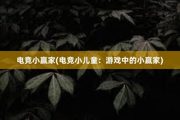 电竞小赢家(电竞小儿童：游戏中的小赢家)