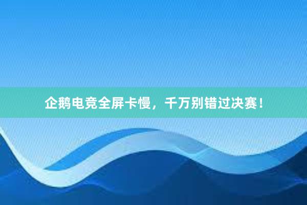 企鹅电竞全屏卡慢，千万别错过决赛！