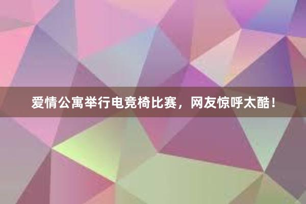 爱情公寓举行电竞椅比赛，网友惊呼太酷！