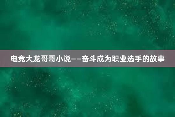 电竞大龙哥哥小说——奋斗成为职业选手的故事