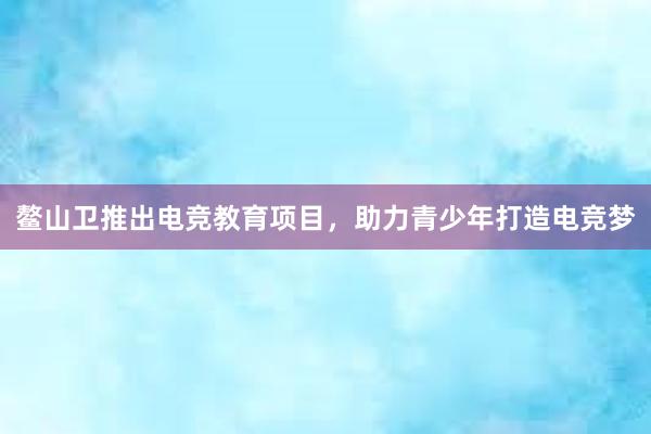 鳌山卫推出电竞教育项目，助力青少年打造电竞梦